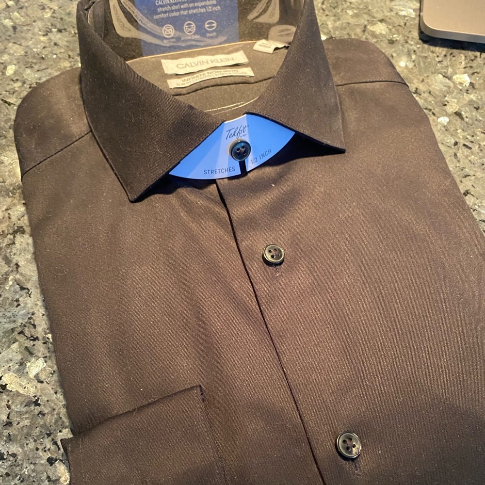 Calvin Klein Infinite Non-Iron Slim Fit Stretch Dress Shirt, Black